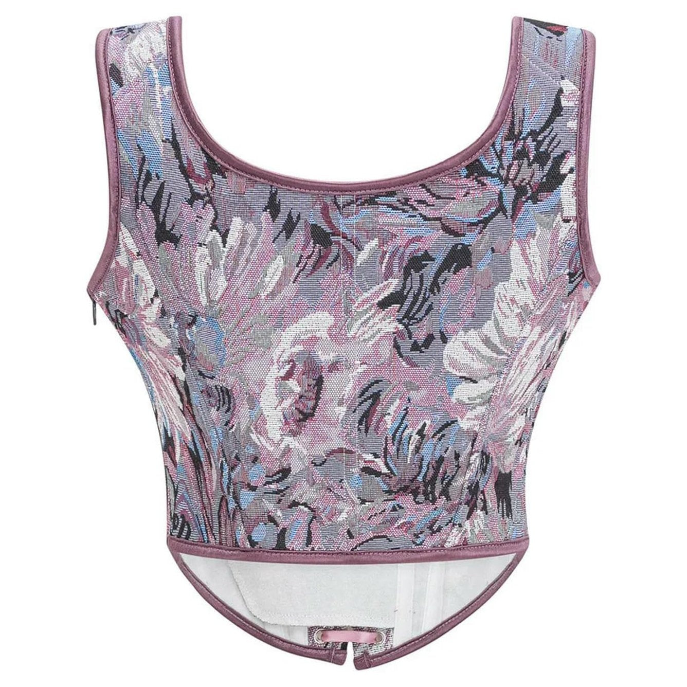 Floral Jacquard Corset  Vintage Lace-Up Design With Front Straps - Product detail 4