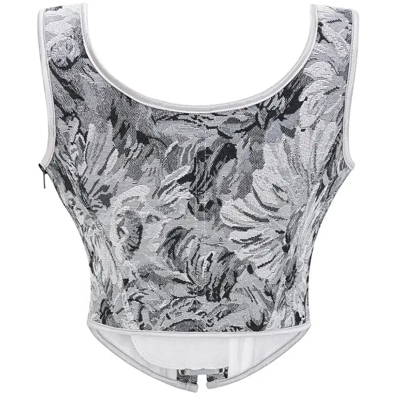 Floral Jacquard Corset  Vintage Lace-Up Design With Front Straps - Product detail 7