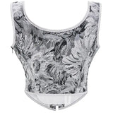 Floral Jacquard Corset  Vintage Lace-Up Design With Front Straps - Product detail 7