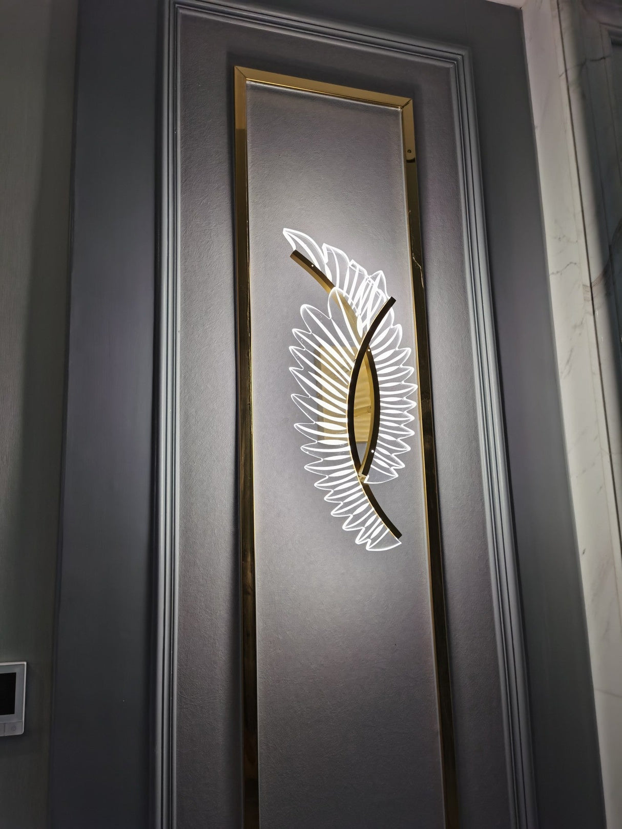 Modern Wing Wall Light  Gold LED Feather Design - Product example