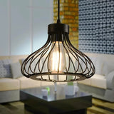 Industrial Pendant Light  Black Metal Cage Design - Detailed view