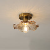 Art Deco Ceiling Light  Wavy Glass Flower Shade - Product showcase