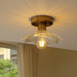 Art Deco Ceiling Light  Wavy Glass Flower Shade - Product example