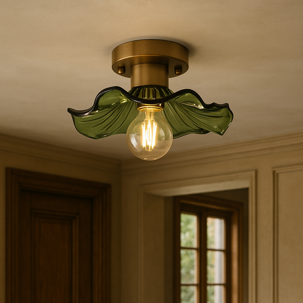 Art Deco Ceiling Light  Wavy Glass Flower Shade - Product detail 7