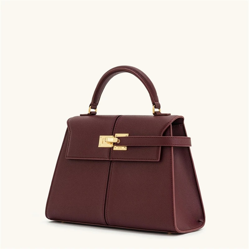 Classic Leather Top Handle Bag  Camel Brown Gold Hardware - Detailed view