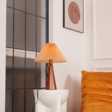 Wooden Table Lamp  Pleated Linen Shade Mid-Century Design - Product detail 29