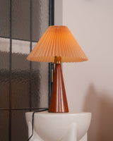 Wooden Table Lamp  Pleated Linen Shade Mid-Century Design - Product detail 28