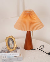 Wooden Table Lamp  Pleated Linen Shade Mid-Century Design - Product detail 32