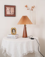 Wooden Table Lamp  Pleated Linen Shade Mid-Century Design - Product detail 35