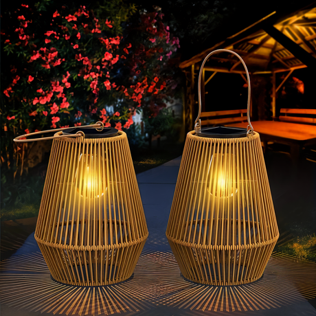 Solar Bamboo Lantern  Hand-Woven Outdoor Lighting - Product showcase