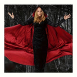 Gothic Halloween Cape  Black  Red Reversible Cloak With Jewelry Set - Detailed view