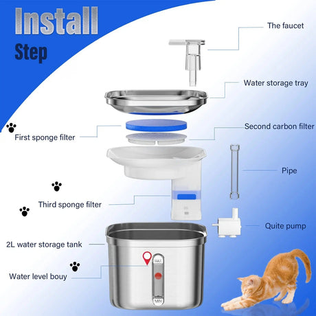 Stainless Steel Cat Water Fountain  22L Automatic Pet Drinking Fountain - Product detail 7