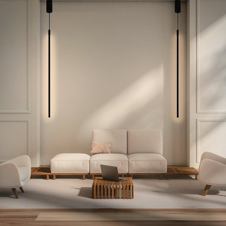 Modern LED Pendant Light  Slim Black Aluminum Design - Product showcase