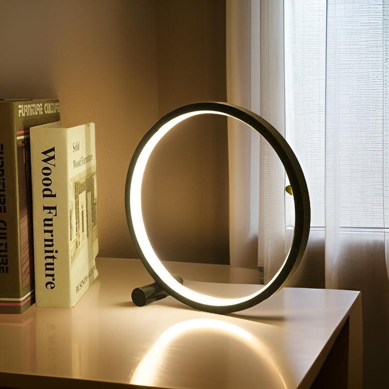 Modern Circle Table Lamp  LED Halo Design - Detailed view