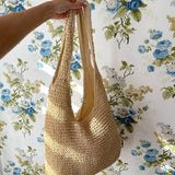 Handwoven Straw Tote  Natural Beige Beach Bag - Product example