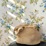 Handwoven Straw Tote  Natural Beige Beach Bag - Detailed view