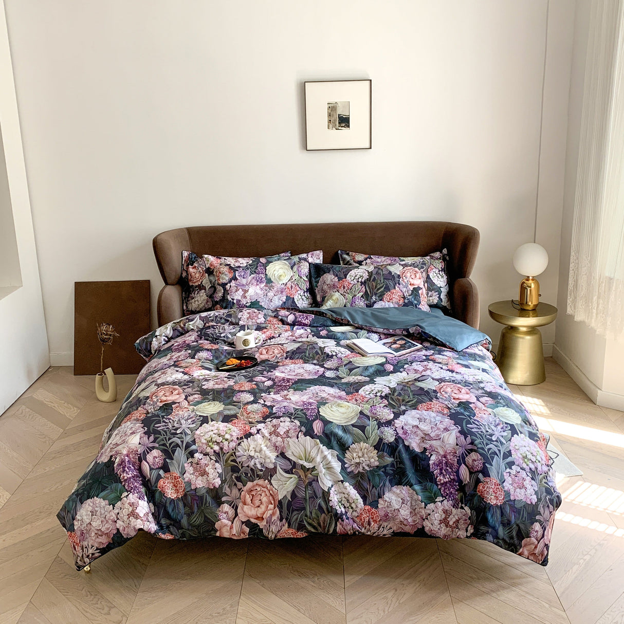 Botanical Cotton Duvet Set  Dark Floral Print Egyptian Cotton - Product detail 13
