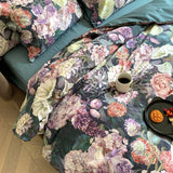 Botanical Cotton Duvet Set  Dark Floral Print Egyptian Cotton - Product detail 11