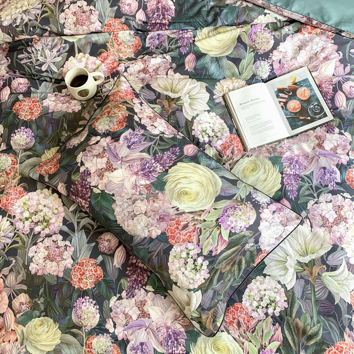Botanical Cotton Duvet Set  Dark Floral Print Egyptian Cotton - Product detail 9