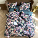 Botanical Cotton Duvet Set  Dark Floral Print Egyptian Cotton - Product example