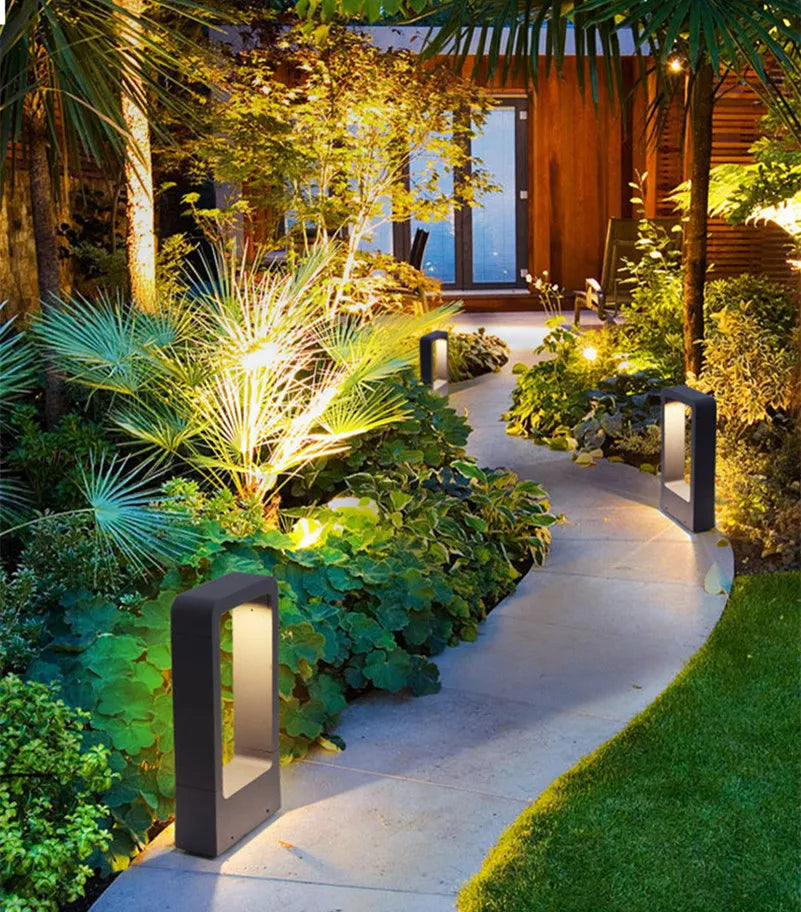 Modern Garden Path Light  Minimalist Aluminum Bollard - Detailed view