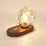 Vintage Table Lamp  Amber Glass Wood Base Design - Product detail 21