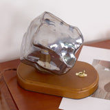 Vintage Table Lamp  Amber Glass Wood Base Design - Product detail 27