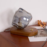 Vintage Table Lamp  Amber Glass Wood Base Design - Product detail 22