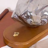 Vintage Table Lamp  Amber Glass Wood Base Design - Product detail 24