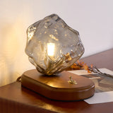 Vintage Table Lamp  Amber Glass Wood Base Design - Product detail 12