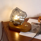 Vintage Table Lamp  Amber Glass Wood Base Design - Product detail 10