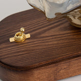 Vintage Table Lamp  Amber Glass Wood Base Design - Product detail 7