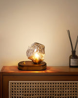 Vintage Table Lamp  Amber Glass Wood Base Design - Product detail 16