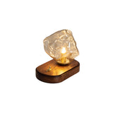 Vintage Table Lamp  Amber Glass Wood Base Design - Product detail 30
