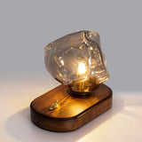 Vintage Table Lamp  Amber Glass Wood Base Design - Product detail 29