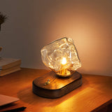 Vintage Table Lamp  Amber Glass Wood Base Design - Product detail 20