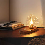 Vintage Table Lamp  Amber Glass Wood Base Design - Product detail 15