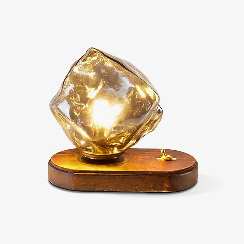 Modern Glass Table Lamp  Ice Crystal Design with Wood Base - Product detail 18