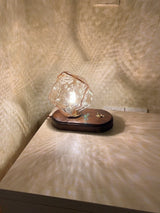 Modern Glass Table Lamp  Ice Crystal Design with Wood Base - Product detail 12