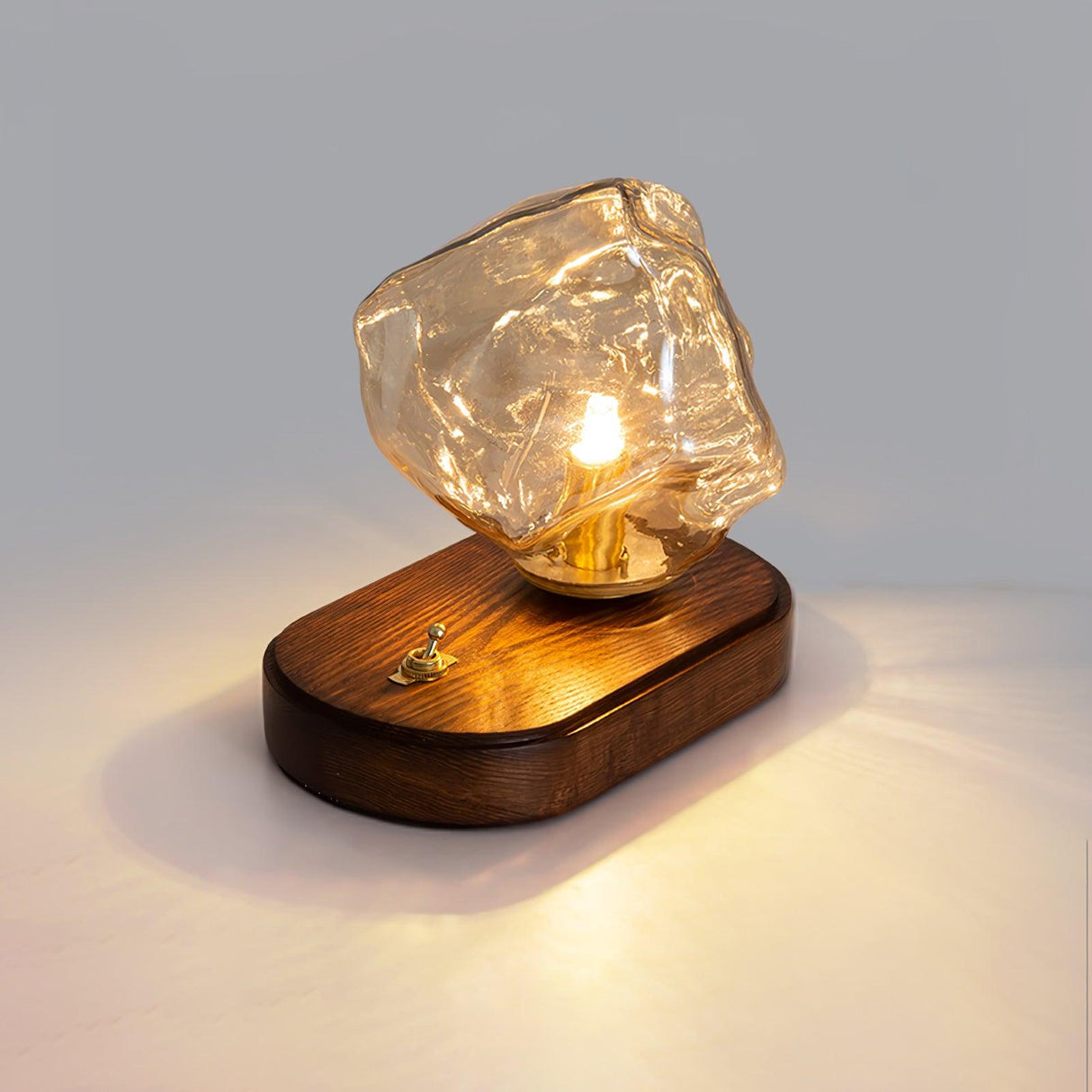 Modern Glass Table Lamp  Ice Crystal Design with Wood Base - Product detail 7