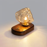 Modern Glass Table Lamp  Ice Crystal Design with Wood Base - Product detail 7