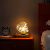 Modern Glass Table Lamp  Ice Crystal Design with Wood Base - Product detail 5