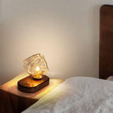 Modern Glass Table Lamp  Ice Crystal Design with Wood Base - Product detail 9