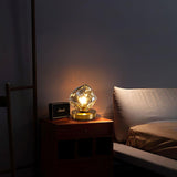 Modern Glass Table Lamp  Ice Crystal Design with Wood Base - Product detail 13