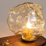 Modern Glass Table Lamp  Ice Crystal Design with Wood Base - Product detail 4