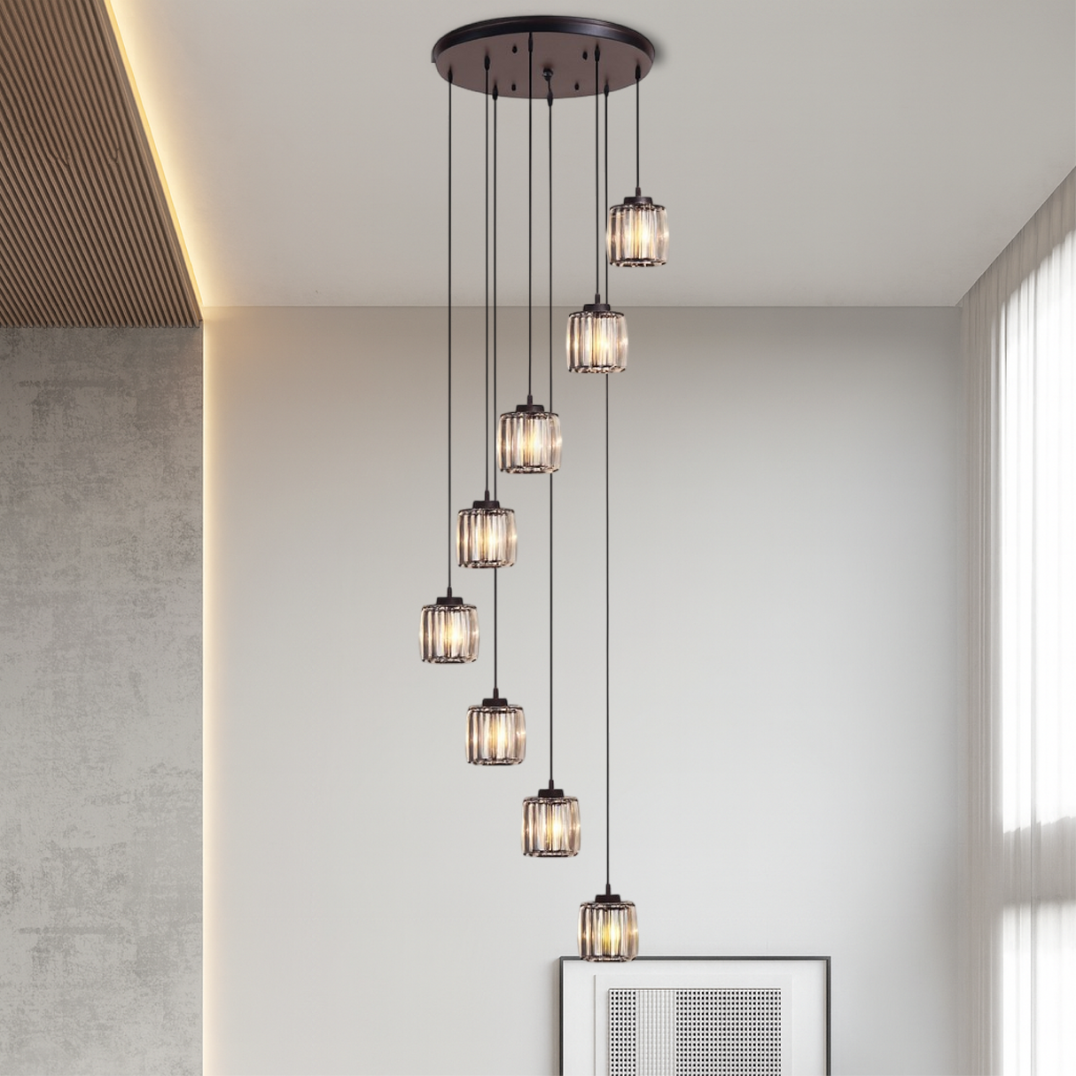 Crystal Stair Pendant Light  5-Tier Glass Cascade Design - Product detail 5