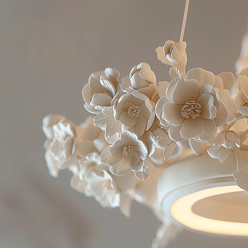 Ceramic Floral Chandelier  Delicate White Blossom Design - Product detail 4