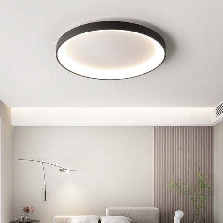 Modern LED Ceiling Light  Black Round Panel With Halo Effect - Product showcase