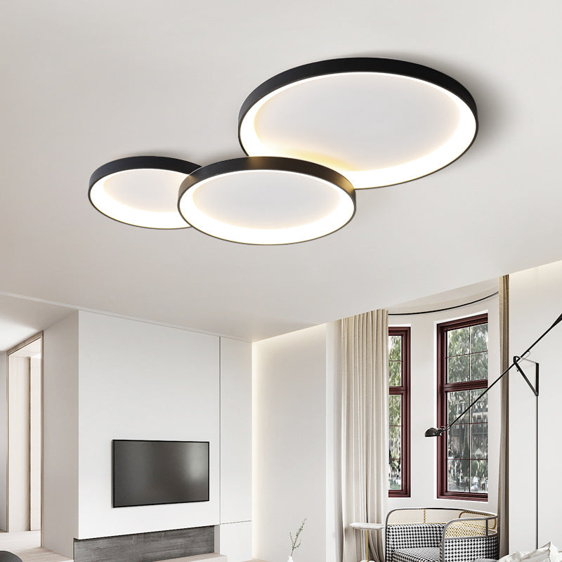 Modern LED Ceiling Light  Black Round Panel With Halo Effect - Detailed view