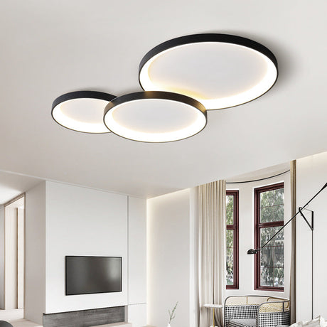 Modern LED Ceiling Light  Black Round Panel With Halo Effect - Detailed view